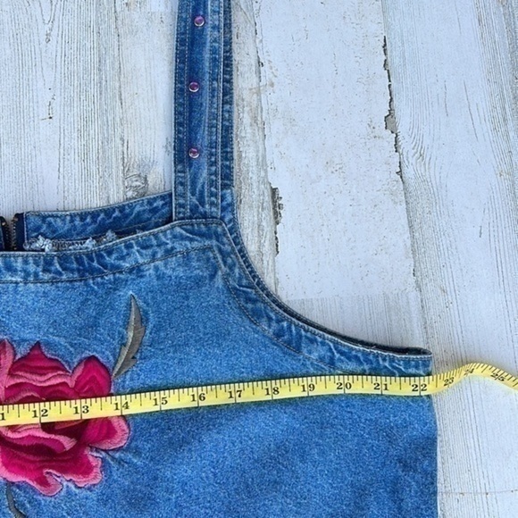 SUNSHINE Apparel Y2K Jean Dress Size 1X 100%‎ Cotton Embroidered Roses - Picture 12 of 16